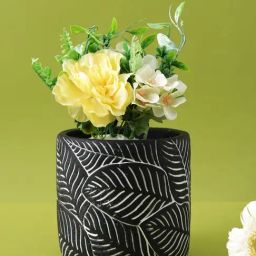 Tayhaa Black Ceramic Botanical Planter-image-8