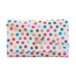 Globus Women White Polka Dot Print Vegan Leather Envelope Wallet with Bow Detail-37