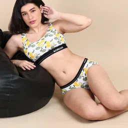 &CIRCUS Printed High Coverage Non-Padded Non Wired Moisture Wicking MicroModal Lounge Bra image 5