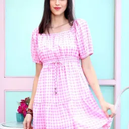 Sera Pink Cotton Printed A-Line Dress-image-7