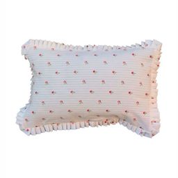 Bandbox White & Pink Floral Printed Cotton Rectangular Cushion Cover-15
