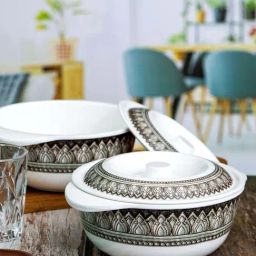 Servewell Antique Grey Melamine Serving Casserole With Lid Set (1.25 L) - Set of 4-image-25