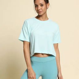 Van Heusen Proactive Elite Loose Fit Odour Control UV Protection Cropped T-Shirt - Iced Aqua-image-63