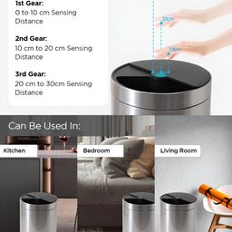 UMAI Stainless Steel Automatic Sensor Open Dustbin With Lid image 2