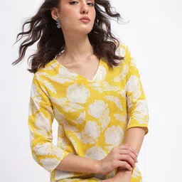Anouk Rustic Floral Printed V- Neck Straight Kurta-image-89