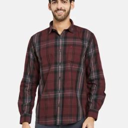 METTLE Dark Wine Regular Fit Check Shirt-picture-14