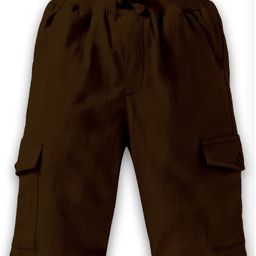 Kiddopanti Solid Cargo Shorts - Brown-image-90