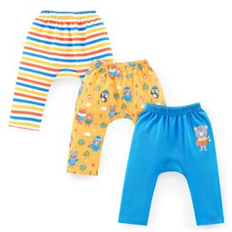 Babyhug Cotton Knit Full Length Penguin Print Diaper Pants Pack of 3 - Multicolour-image-40