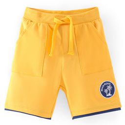 Babyhug Cotton Looper Knit Shorts Palm Tree Patch - Yellow-image-72