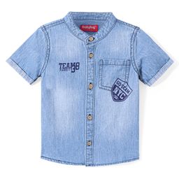 Babyhug Cotton Woven Half Sleeves Denim Shirt with Pocket - Blue-image-91