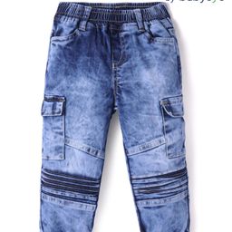 Babyoye Woven Full Length Solid Denim Jeans - Blue-picture-4