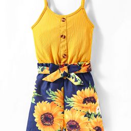 Kookie Kids Singlet Sleeves Jumpsuit with Sunflower Print - Yellow-image-88