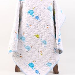 Moms Home Organic Cotton Baby Muslin AC Quilt Blanket Blue Whale - Multicolour-image-31