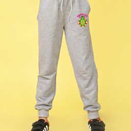 NUSYL Cotton Blend Full Length Turtle Printed Joggers - Grey-image-29