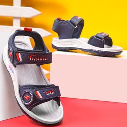 KATS Thunderbolt Applique Detailed Double Velcro Closure Sandals - Navy Blue-image-31