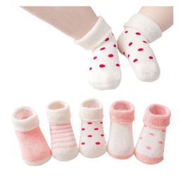 Bembika Cotton Pack Of 5 Polka Dots Designed & Striped Anti Skid Socks - Multi Colour-picture-13