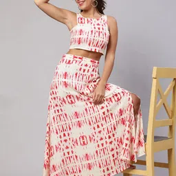 DAEVISH Tie-dye Printed Crop Top with Skirt Co-Ord Set-picture-51