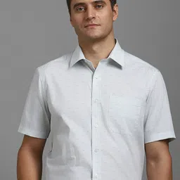 Louis Philippe Geometric Printed Spread Collar Formal Cotton Shirt-image-33