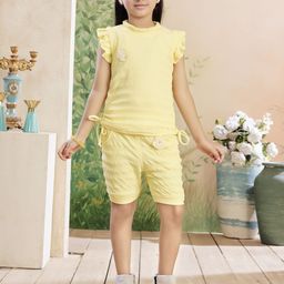 Aarika Girls Self Design Round Neck Top With Shorts-picture-45