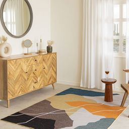 HOMEMONDE Blue Abstract Anti-Skid Polyester Carpet-picture-12