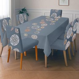 Stylista Multicoloured Set Of 6 Geometric Printed 6-Seater Table Cover-picture-3