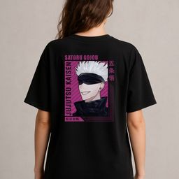 Anikmart Women Jujutsu Kaisen Graphic Printed Round Neck Cotton Oversized T-shirt-picture-18