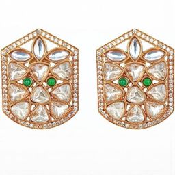 FindHerFavorite Gold-Plated Artificial Stones Studded Contemporary Studs image 3