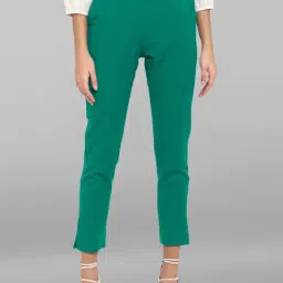 Janasya Teal Regular Fit Mid Rise Pants-image-43
