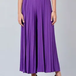 First Resort By Ramola Bachchan Purple Wide Leg Pleated Palazzo-image-97