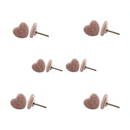 Indianshelf 6Pcs Pink & White Textured Ceramic Knobs-image-30