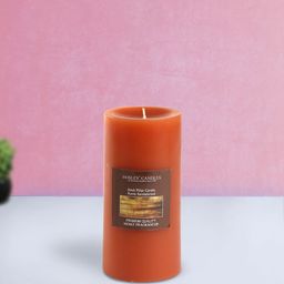 HOSLEY Rust-Coloured Set of 3 Rustic Sandalwood Aromatic Pillar Candles-16