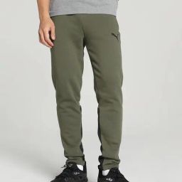 Puma Green Moss Cotton Slim Fit Colour Block Sports Trackpants-17