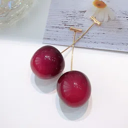 BEYTER Red Cherry Sterling Silver Contemporary Drop Earrings-image-19