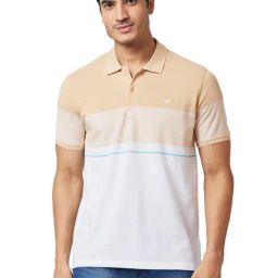 Park Avenue Fawn Slim Fit Striped Polo T-Shirt-image-75