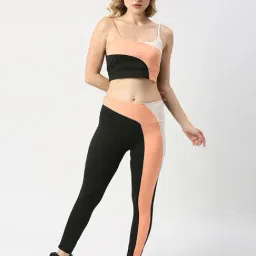 Blamblack Black Color-Block Sports Bra & Tights-image-3