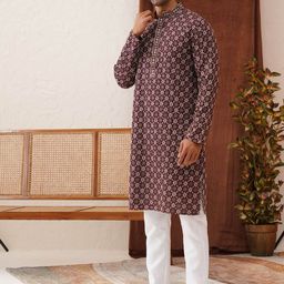 Jompers Men Embroidered Regular Sequinned Kurta with Pyjamas-37