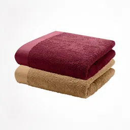 HOME PLUS STUDIOS Maroon & Beige 2 Cotton 650 GSM Bath Towel-image-52