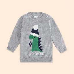 Pantaloons Baby Grey & Green Printed Full Sleeves Sweater-image-104