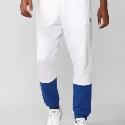 Reebok White & Blue Regular Fit Colour Block Joggers-picture-3