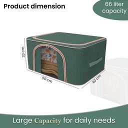 Kuber Industries Green 3 Pieces Reusable Foldable Drawer Organisers With Handles 66Ltr image 3