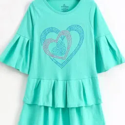 Kiddopanti Kids Mint Green Embellished Dress-picture-5