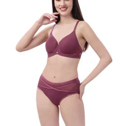 Soie Purple Padded Under-Wired Bra & Panty Set-image-15