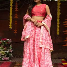 Indi Inside Pink Printed Unstitched Lehenga Choli Set With Dupatta-picture-30