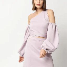 Blamblack Lavender Cotton Mini Crop Top With Skirt-image-18