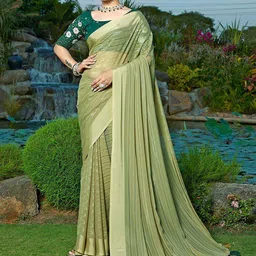 K 5 Fashion Women Striped Woven Design Pure Chiffon Saree-picture-9