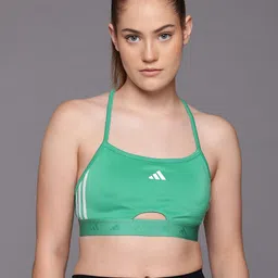 ADIDAS Brand Logo Detail Medium Coverage Styled Back AER LS HYGLM Training Bra JL9058-10