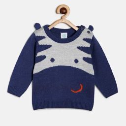 MINIKLUB Kids Navy Printed Full Sleeves Sweater-image-26