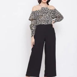 PURYS Beige & Black Animal Print Jumpsuit-picture-44