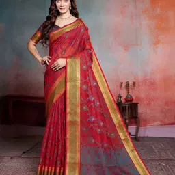 Garden Vareli Woven Design Zari Art Silk Banarasi Saree-picture-11