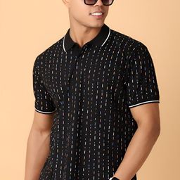 V-Mart Men Abstract Printed Polo Collar Cotton T-Shirt-image-85